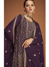 Outstanding Georgette Salwar Suit in Purple